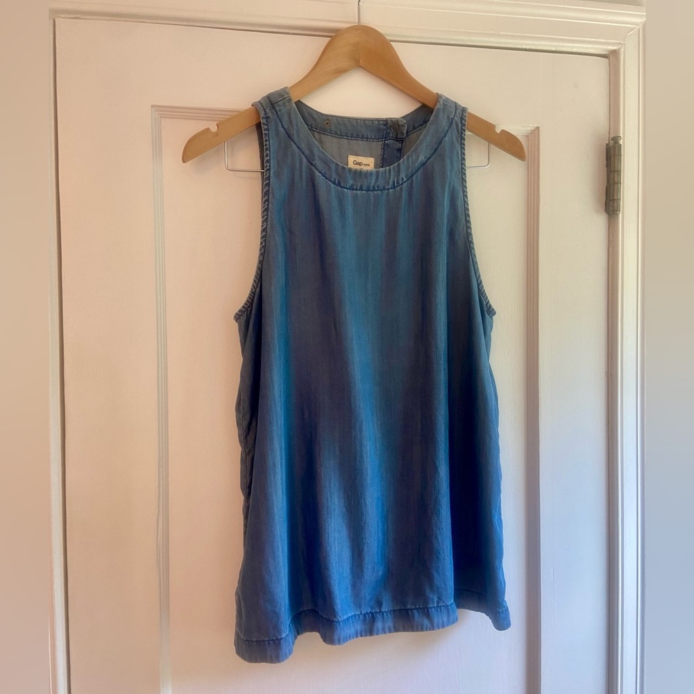 Gap 💙 Denim Tank Small Tall Snap Back